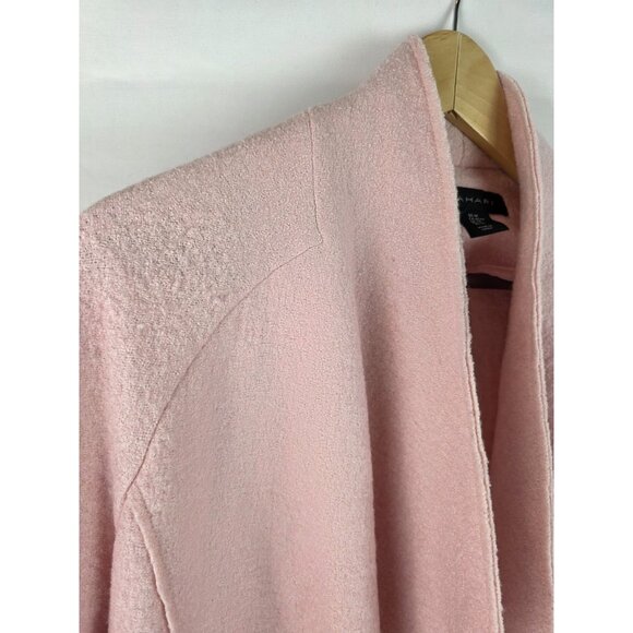 Tahari Women's Jacket Size Medium Pink Open Front Long Trench Coat Wool Blend - Picture 5 of 15
